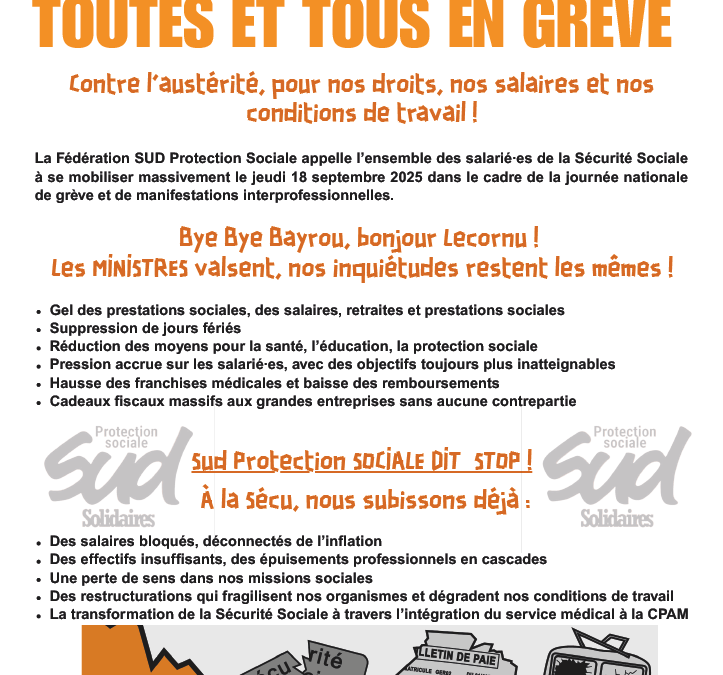 Le 18 septembre  toutes et tous en grève